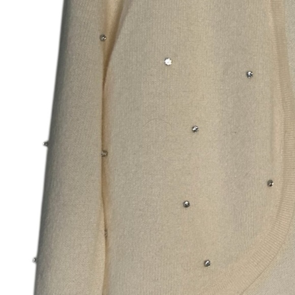 NWT Ann Taylor Cashmere Open Cardigan Shrug Rhinestones Cream $228. Size S - Picture 6 of 8